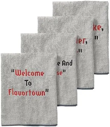 guy fieris flavortown kitchen towels 4 pack absorbent dish cloths hand towels durable linen set for cleaning and drying in the kitchen gray